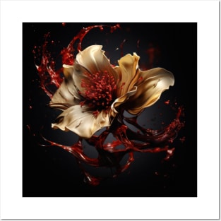 Luxury Glamorous Flower Fluid Abstract Posters and Art